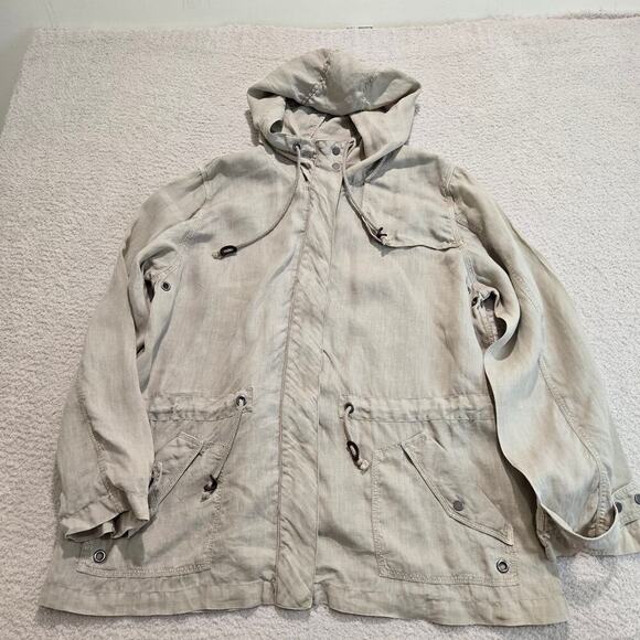 RELAX by Tommy Bahama Jackets & Blazers - Tommy Bahama Relax 100% Linen Khaki Safari Utility Field Hooded Jacket Size XL